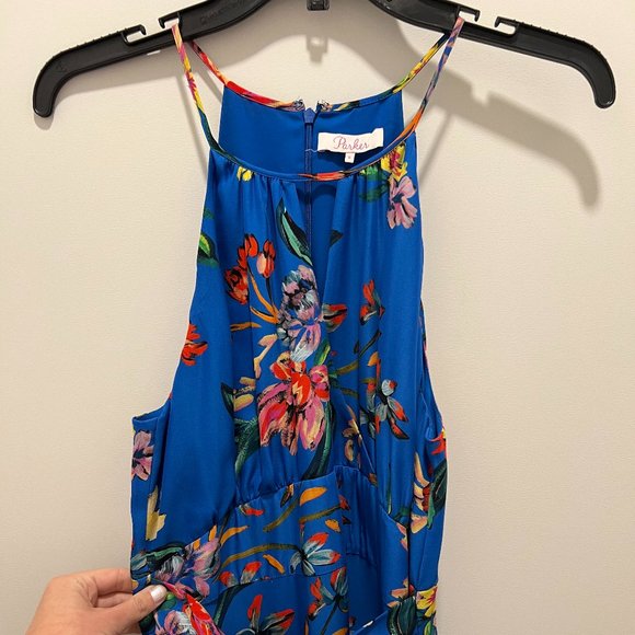 Parker Floral-Print Halter Maxi Dress, Size: S, Color: Blue Floral - Picture 3 of 4